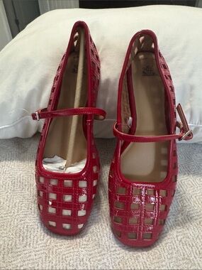 Red Patent Mary Jane Cutout Flats